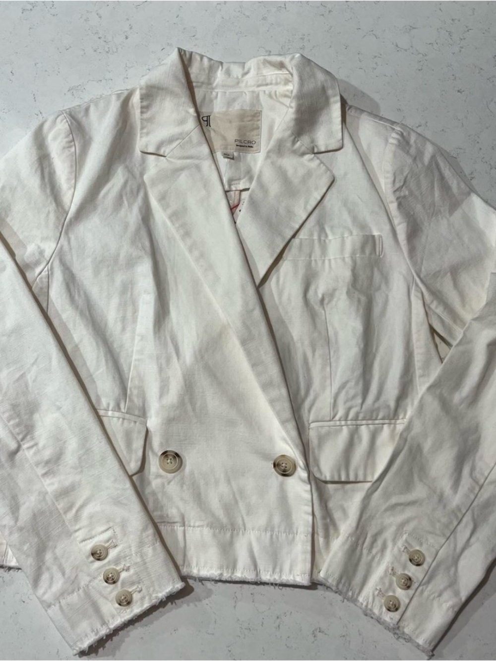 Pilcro Women's White Double-Breasted Blazer